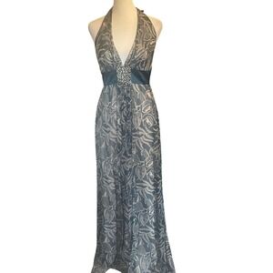 BCBG MAX AZRIA Y2K Fairy Boho Silk Chiffon Halter Maxi Dress Size 2‎ Homecoming